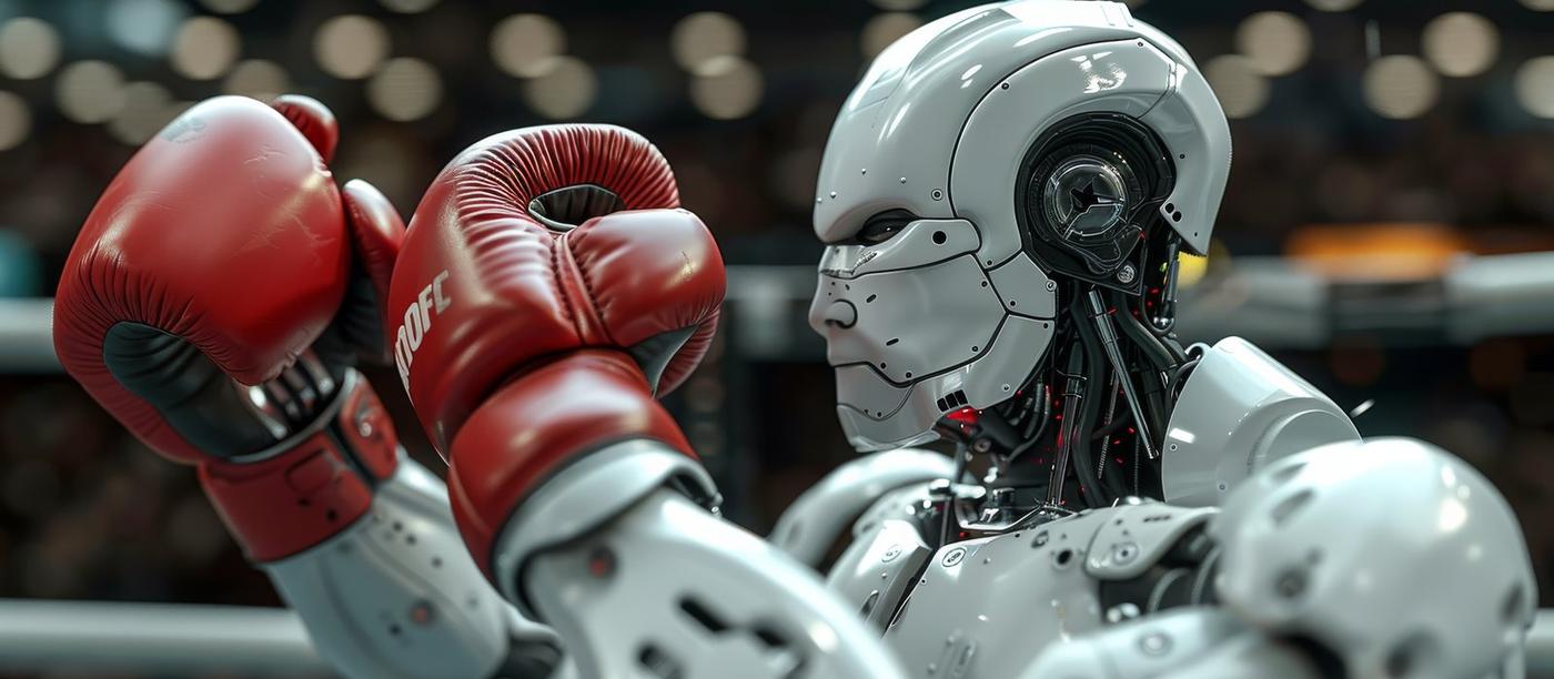 Robot humanoide con guantes de boxeo